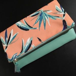 NWT Rachel Pally Reversible Clutch (teal/coral)